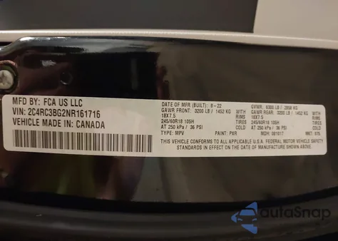 2022 Chrysler Pacifica Touring L из США, поврежденный, VIN 2C4RC3BG2NR161716